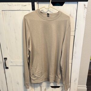 Men's Neutral Beige Long-Sleeve Crewneck Shirt